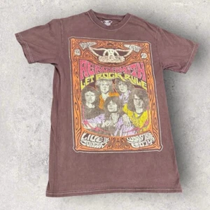 Camiseta Aerosmith Let Rock Rule Tour Reimpresión Hombre Pequeña Marrón Algodón 2023 - Imagen 1 de 7
