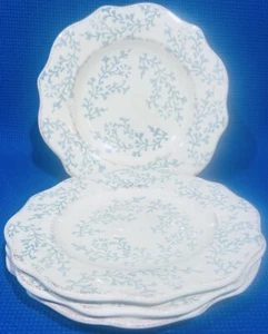 Lotto di 4 ~ Home China Beige con Piatto Insalata Blu Floreale 9" con Bordi Smerlati - Foto 1 di 11