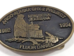 Vintage 1993 Arco Alaska GHX-2 Project Brass Anacortes Belt Buckle - Picture 1 of 2