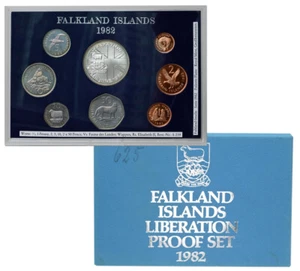 FALKLAND ISLANDS 1982 'Liberation' 8-Coin Proof Set incl.Silver 50p Royal Mint - Picture 1 of 4