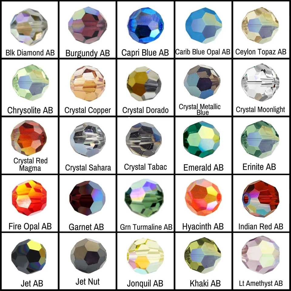Cuentas Swarovski 5000 Cristal Color Redondo AB Parte 1 de 2 *Tú eliges Tamaño y Color* Foto 1 de 1