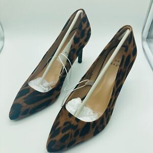A New Day Shoes Womens 6.5 Gemm Pumps Heels Stiletto Leopard Print Brown