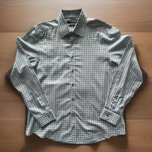 GUCCI SHIRT MENS GRAY PLAID 100% COTTON SLIM FIT SIZE 17 1/2 / 44 MADE IN ITALY - Picture 1 of 14
