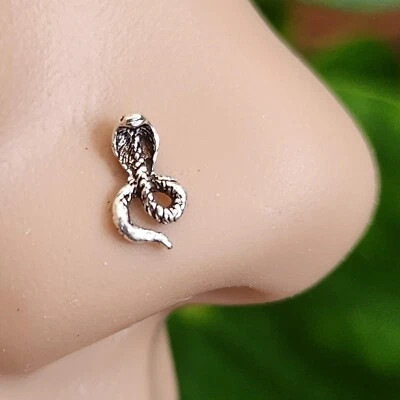 Serpente cobra perno naso serpente 22 g (0,6 mm) argento sterling 925 dritto ... - Immagine 1 di 4