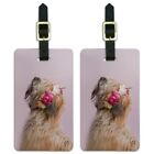 Soft Coated Wheaten Terrier Dog Flowers Luggage ID Tags Cards Set of 2