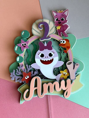 Baby Shark Cake topper, baby shark decoration party, party shark, party kids - Image 1 of 4