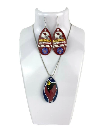 NFL Arizona Cardinals Vintage Teardrop Spinner Earrings &/or Necklace Set Cover