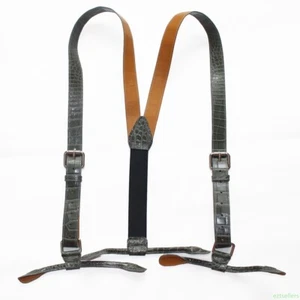 Tirantes para Hombre Cuero Botón Extremo Elástico Esmoquin Y Gris - Imagen 1 de 3