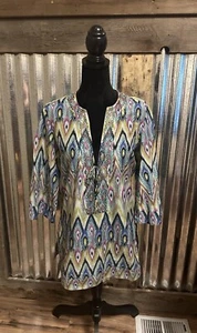 Vix by Paula Hermanny Swimsuit Cover Up Medium Tunic Peacock Embellished Beach - Picture 1 of 20