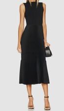 Theory Women's Black Pleated Combo Satin Dress Petite Size P