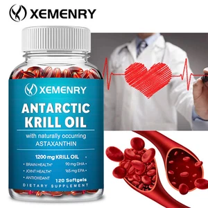 Antarctic Krill Oil 1200mg - with Astaxanthin, Phospholipids, Omega-3, EPA, DHA - Picture 1 of 12
