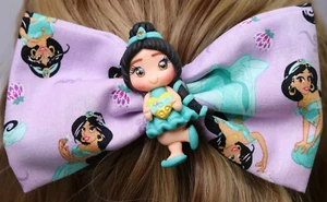 Purple And Blue Princess Fabric Hair Bow Handmade Boutique - Picture 1 of 1