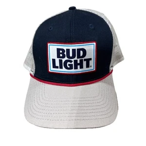 Bud leichte Truckermütze Netz Druckknopflasche blau weiß Bier Logo verstellbar Kappe Einheitsgröße - Bild 1 von 6