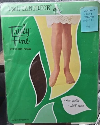 Vintage Truly Fine 1 Pair 100% Nylon Stockings Cantrece USA Walnut 10½-11½ 7004 - Image 1 of 4
