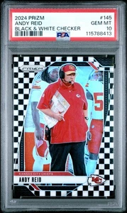 2024 Panini Prizm Black & White Checker Prizm #145 Andy Reid KC Chiefs PSA 10 - Picture 1 of 3