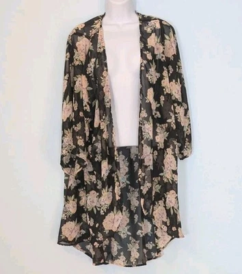 Mudd чистый пляж прикрытие открытый передний Duster черный цветочный бассейн женщин средний  - Изображение 1 из 4