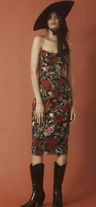 Dress Population XS Embroidered Midi Dress Black Red Whimsy Goth Fairy Vamp Sexy - Picture 1 of 13
