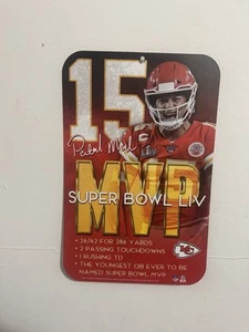 PATRICK MAHOMES SUPER BOWL LIV MVP KANSAS CITY CHIEFS 11"X17" PLASTIC SIGN NFL - Picture 1 of 1