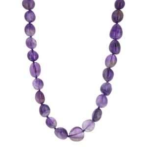 Amethyst Nugget Stone Necklace Sterling Silver Lobster Claw and Chain Adjustable - Picture 1 of 2