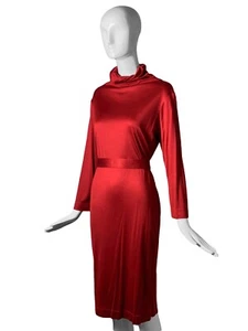 Hermes Red Silk Dress with Silk Tie - Picture 1 of 3