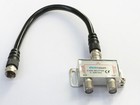 2 Way Cable TV or Digital TV Aerial Splitter and Black F to F Plug Patch Lead