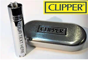 CLIPPER Engraved SILVER STEEL Personalised Lighter Birthday Christmas Gift - Picture 1 of 10