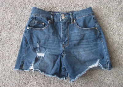 Energie Denim Shorts Womens Juniors 9, Blue, Distressed, Raw Hem, Stretch, VGC - Image 1 of 4