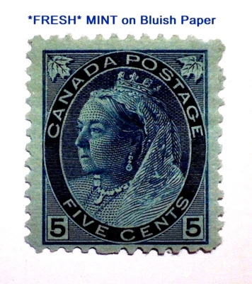*BLUISH PAPER* Canada Scott #79 MINT, OG, F-VF HR Numeral (1899) Cat Value $250 - Image 1 of 4