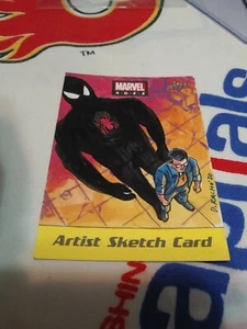 2020 Marvel Ages Artist Sketch CARD BLACK SPIDER-MAN NOIR 1/1 Dominic Racho - Picture 1 of 4