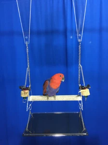 PARROT BIRD SWING HANGING INDESTRUCTABLE PERCH TRIMS BEAKS NAILS tray toys - Picture 1 of 6