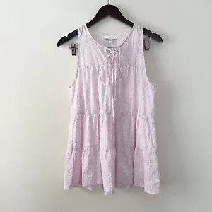 Topshop Pink Animal Print Tiered Mini Dress Tie Neck Size 2 NEW Tunic Sleeveless - Picture 1 of 8