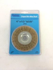 Robtec 4 in. x 1/2 in. Arbor Crimped Brass Coated Steel Wire Wheel Brush - Picture 1 of 3