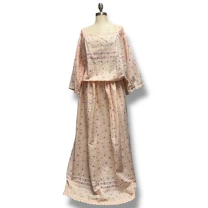 Vintage Kleid gefälscht bestickte Öse Ditsy Blumen Größe 3X rosa Cottagecore - Bild 1 von 7