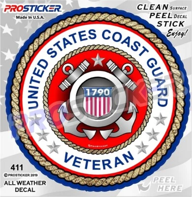 ProSticker 411 (One) 4" United States Coast Guard Veteran USCG Decal - Image 1 of 2