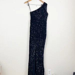 Aglist Jane Sequin Black Evening Gown Size Medium - Picture 1 of 9