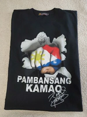 Camiseta MANNY "PAC-MAN" PACQUIAO Pambansang Kamao Preta "Team" P/S Tamanho M  - Imagem 1 de 4