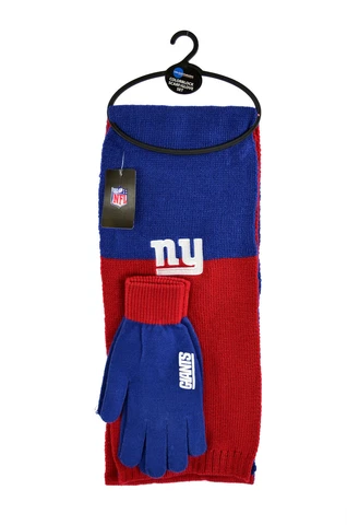 New 3PC NFL New York Giants Colorblock Scarf & Glove Gift Set Cover