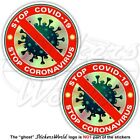STOP COVID VIRUS Roundel x2 Stickers 75mm BIOHAZARD Biological Hazard Isolation