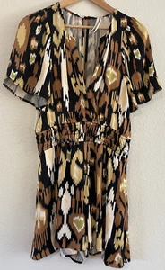 Anthropologie Strampler Kurzarm V-Ausschnitt braun schwarz Print Gr. M - Bild 1 von 6