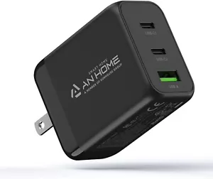 AnHome 65W USB C Gan Fast Wall Charger Block, 3 Ports Foldable Plug Type C 65 W - Picture 1 of 6