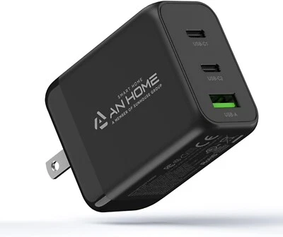 AnHome 65W USB C Gan Fast Wall Charger Block, 3 Ports Foldable Plug Type C 65 W - Image 1 of 4
