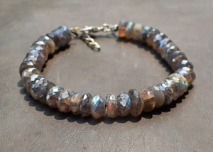 Amazing Cut 109 Cts Shining Coated Labradorite Beaded Womens Bracelet AK 30 E496 - Picture 1 of 3