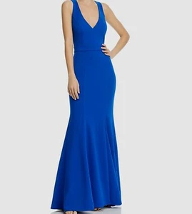 $300 Aqua Women's Blue Solid Crepe Bow-Back Sleeveless Long Gown Dress Size 2 - Picture 1 of 1