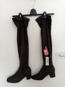 Damenstiefel Gr.37 Strumpfstiefel dunkelgrau dehnbar Höhe 60 cm, Absatzhöhe 5 cm - Bild 1 von 7