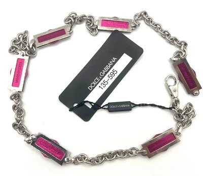 Dolce Gabbana Moda Cadena Plata/Fucsia Mujer Cinturón Talla M Precio de venta sugerido por el fabricante $595 Foto 1 de 4
