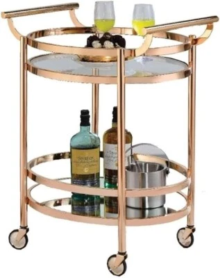Acme Lakelyn Serving Cart in Clear Glass and Rose Gold - Image 1 of 4