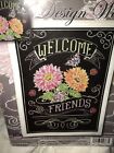 Cross Stitch Design Works Chalkboard Black Welcome Friends Floral 