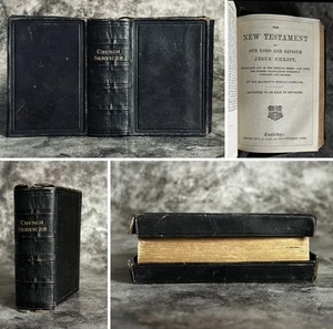 Antique 1873 Old Pocket Bible New Testament & Prayer Book Yapp Leather Cambridge - Bild 1 von 11