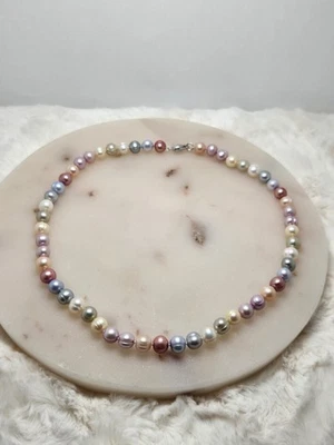 Collar de perlas de agua dulce pastel multicolor de plata esterlina firmado por Honora de 20" Foto 1 de 4