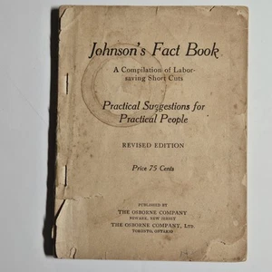1921 Johnson's Fact Book Labor Saving Short Cuts 6"x4.5" 140 Pages Illustrated - Foto 1 di 10